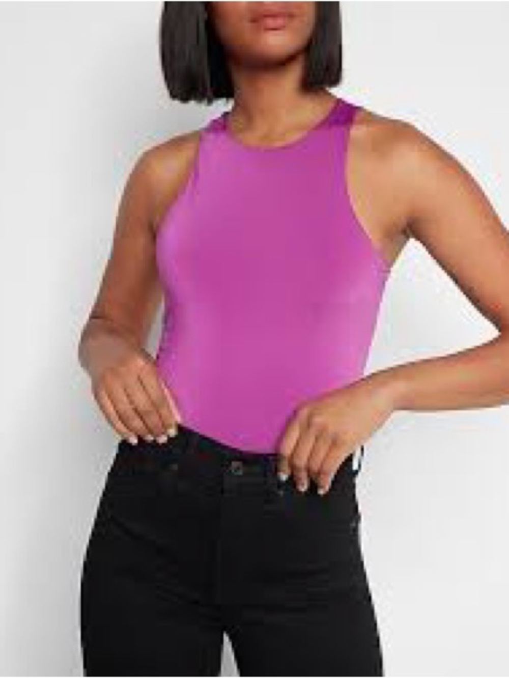NWT Express Fitted Magenta Racerback Bodysuit